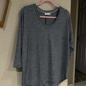 Classic Striped V-Neck Long Sleeve Top